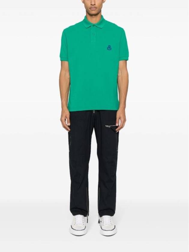 Afko Logo Cotton Polo Shirt Green - ISABEL MARANT - BALAAN 6