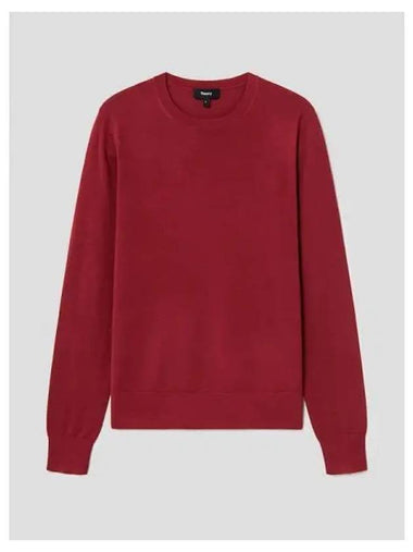 Women s Wool Crew Sweatshirt T shirt Neck Pullover Red Dahlia Domestic Product - THEORY - BALAAN 1