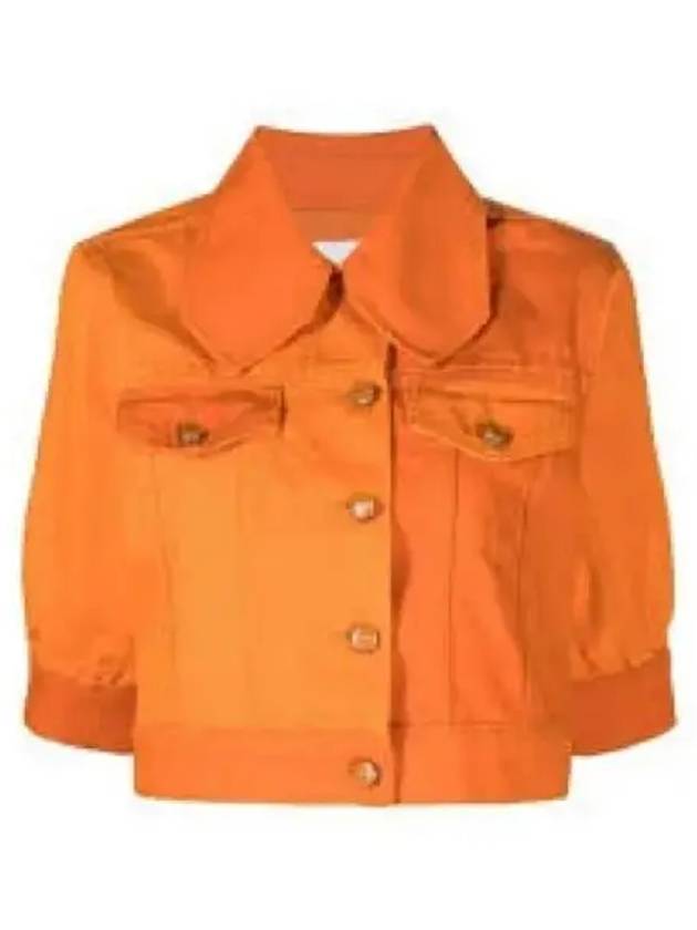 Women's Cotton Crop Denim Jacket Orange - GANNI - BALAAN 2