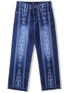 Navajo pattern cut off denim pants indigo blue - KND - BALAAN 2