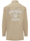 Back Printing Logo Cotton Long Sleeve Shirt Beige - AMI - BALAAN 3