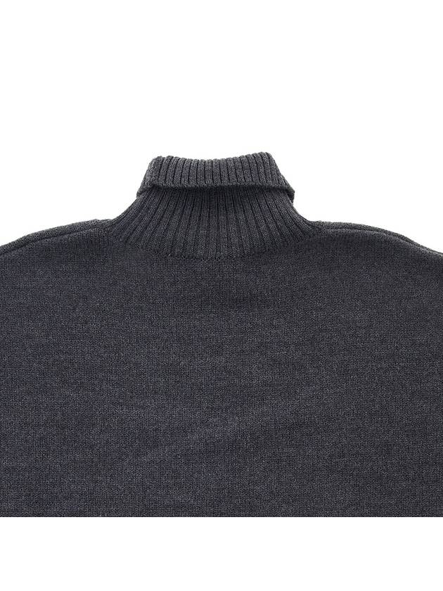 Men's Heart Logo Striped Turtleneck Grey - AMI - BALAAN 8