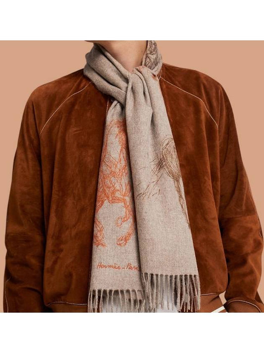 Cashmere Horse Two tone Muffler Shawl Women Men - HERMES - BALAAN 2