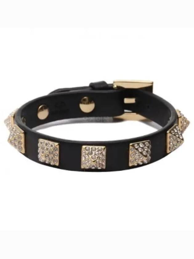 Rockstud Calf Leather Bracelet Black - VALENTINO - BALAAN 2