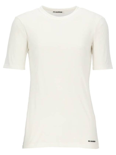 Women's Logo Hem Slim Cotton Short Sleeve T-Shirt White - JIL SANDER - BALAAN 1