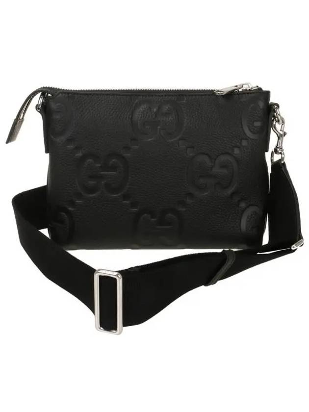 Jumbo GG Leather Messenger Cross Bag Black - GUCCI - BALAAN 4