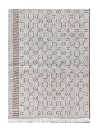 GG Jacquard Wool Silk Two-Tone Muffler Light Brown - GUCCI - BALAAN 2