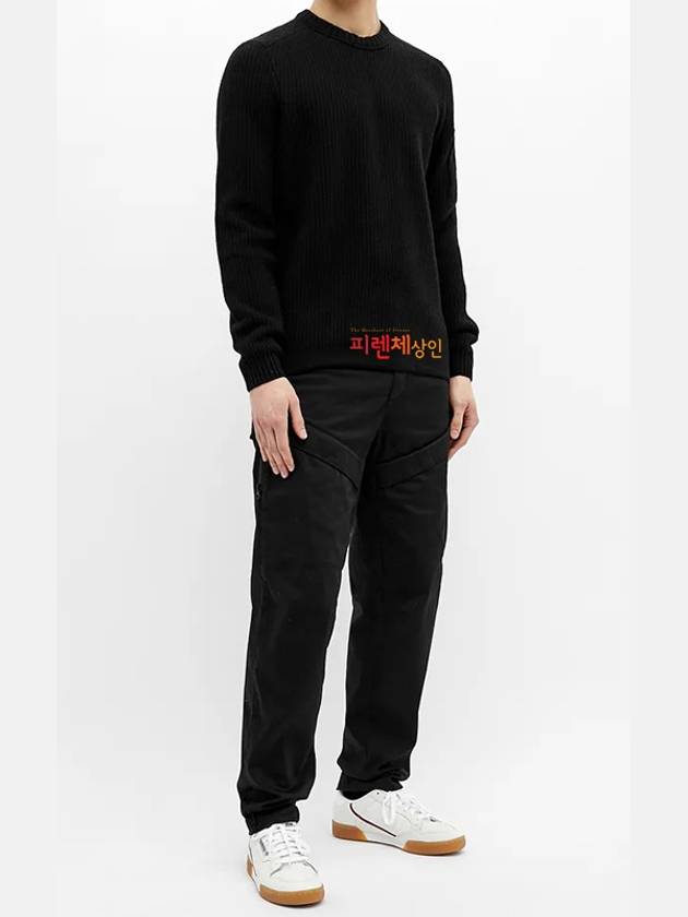 Lens Wappen Crew Neck Knit Top Black - CP COMPANY - BALAAN.