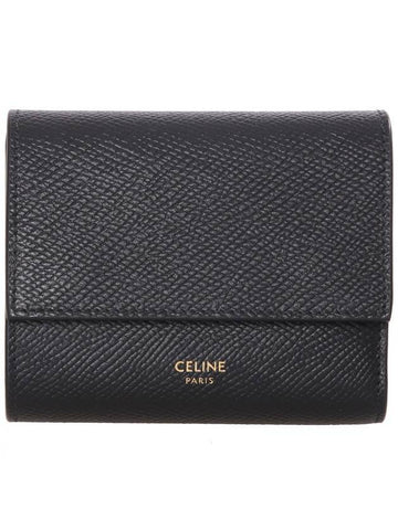 Women's Tri-Fold Small Bicycle Wallet Black - CELINE - BALAAN.