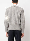 Donegal Twist Cable 4 Bar Classic V Neck Cardigan Light Grey - THOM BROWNE - BALAAN 5