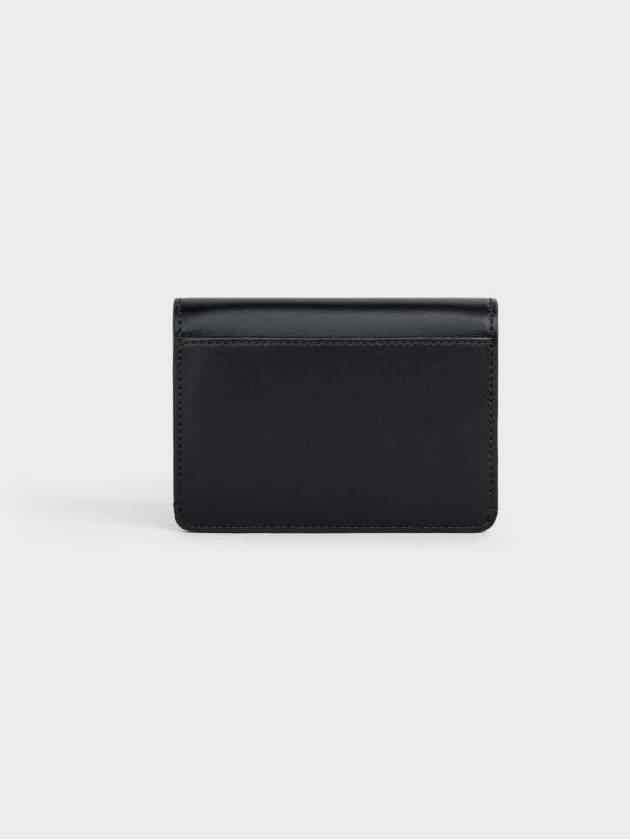 Triomphe Shiny Calfskin Flap Card Wallet Black - CELINE - BALAAN 4