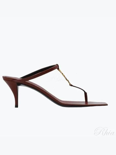 Cassandre Soft Leather Sandal Heels Brown - SAINT LAURENT - BALAAN 2