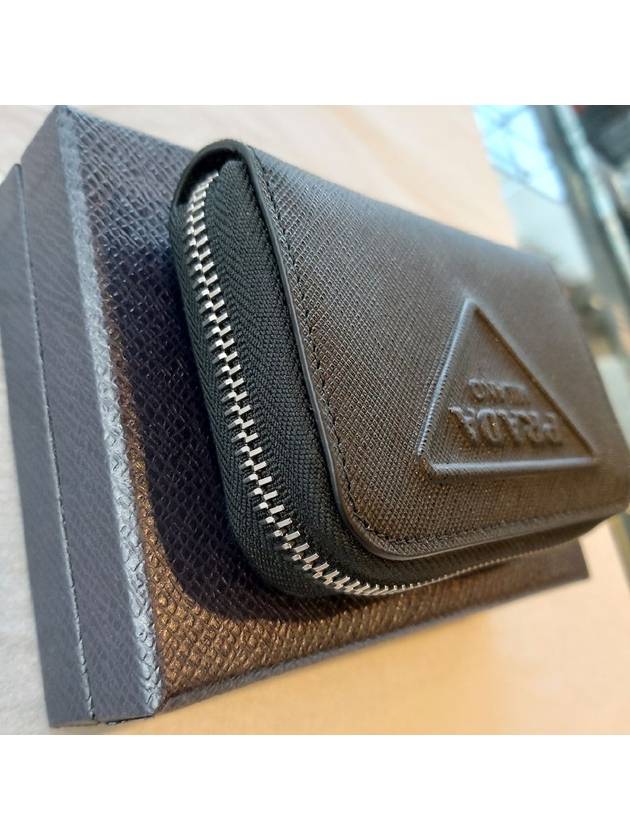 Embossed Logo Saffiano Leather Coin Purse Black - PRADA - BALAAN 6