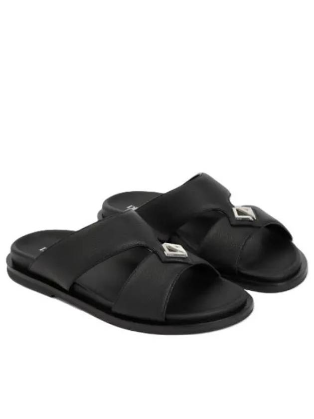 Aqua Grained Calfskin Sandal Black - DIOR - BALAAN 2