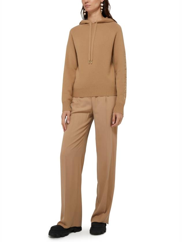 Women's Ananas Wool Cashmere Knit Hoodie Camel - MAX MARA - BALAAN 4