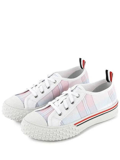 Women's Madras Canvas Collegiate Low Top Sneakers Light Pink - THOM BROWNE - BALAAN 2