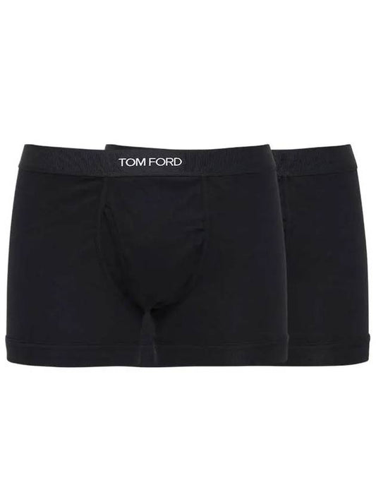 Men's Cotton Boxer Briefs Black 2 Pack - TOM FORD - BALAAN 2