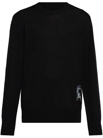 Check Label Wool Knit Top Black - BURBERRY - BALAAN 1