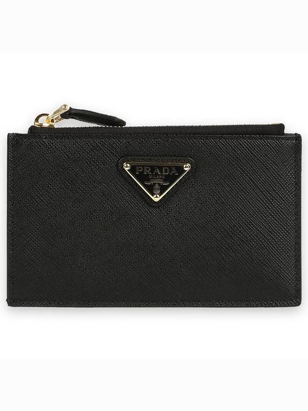 Saffiano Leather Card Wallet Black Silver - PRADA - BALAAN 2