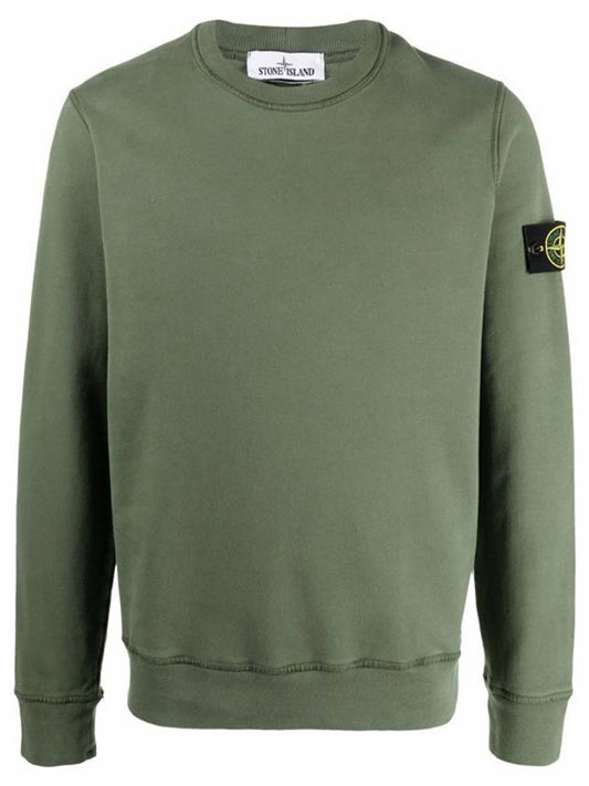 Men's Wappen Brushed Sweatshirt T-shirt Sweatshirt Olive - STONE ISLAND - BALAAN.