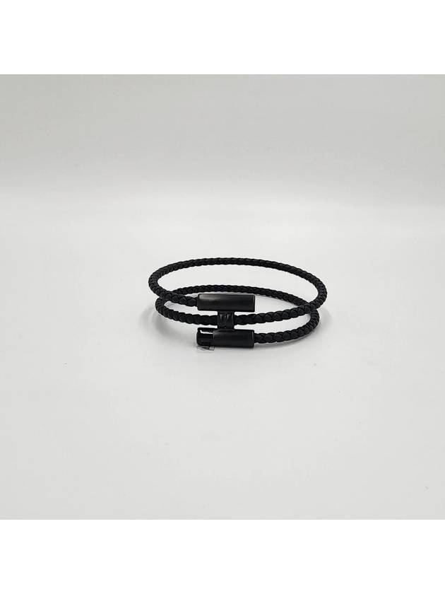 Tournis Tresse Leather Bracelet Noir - HERMES - BALAAN 5