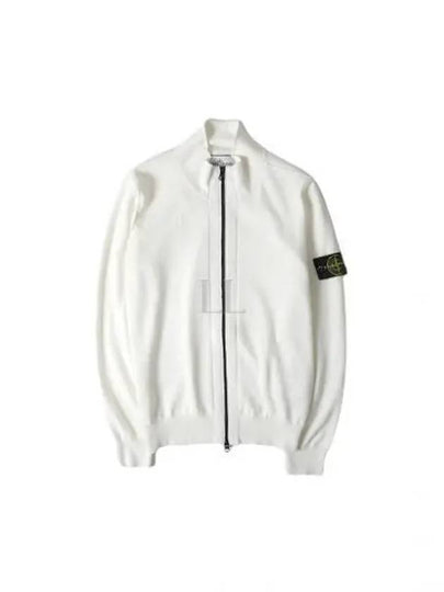 Wappen Patch Cotton Zip-Up Cardigan White - STONE ISLAND - BALAAN 2