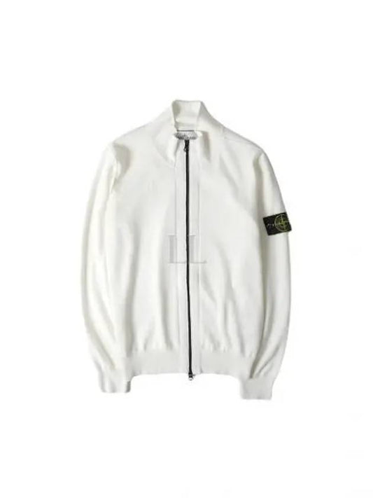 Wappen Patch Cotton Zip-Up Cardigan White - STONE ISLAND - BALAAN 2