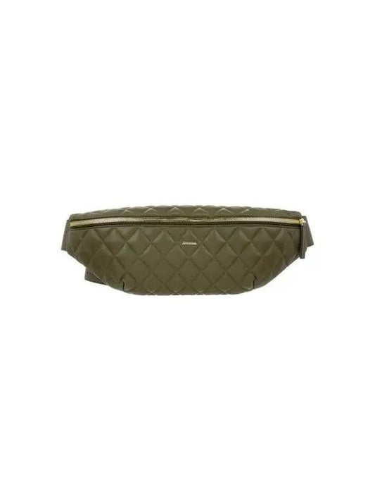 Men s Diamond Quilted Fake Leather Belt Bag Khaki - EMPORIO ARMANI - BALAAN 1