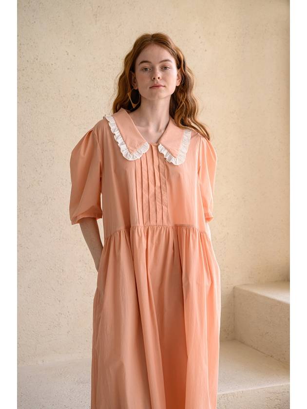 Caisienne puff sleeve pintuck frill dress_coral - CAHIERS - BALAAN 8