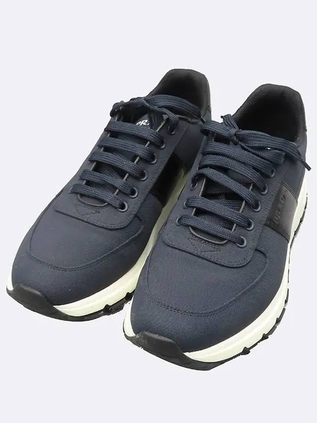 2EG350 Navy Color Re nylon Leather Logo Decorative Trim Men s Sneakers 265MM - PRADA - BALAAN 6