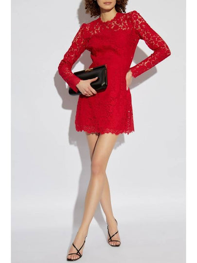 Dolce & Gabbana Lace Dress With Long Sleeves, Women's, Red - DOLCE&GABBANA - BALAAN 2