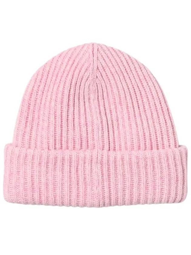 Logo Patch Knit Beanie Pink - GANNI - BALAAN 3