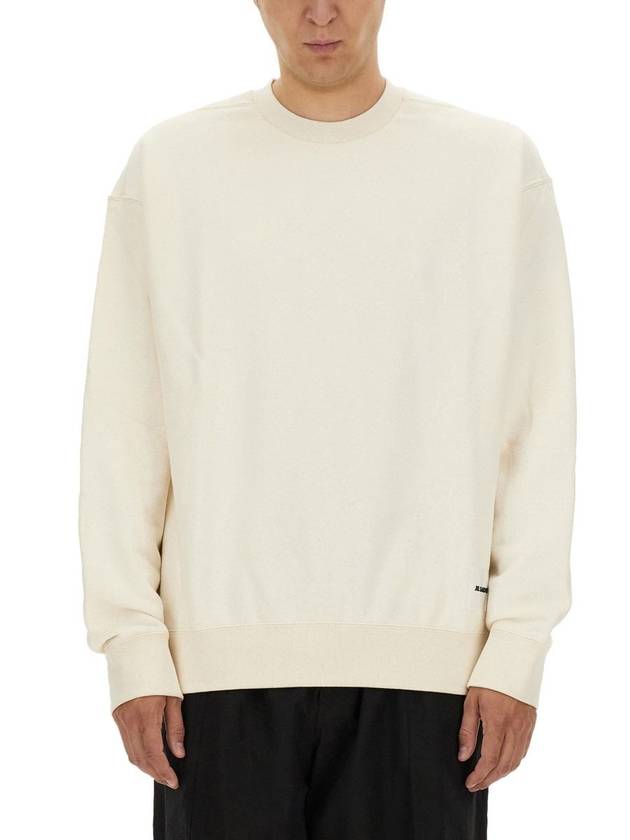 Logo Patch Crew Neck Oversized Sweatshirt Ivory - JIL SANDER - BALAAN 2