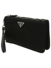 Triangle Logo Double Clutch Black - PRADA - BALAAN 3