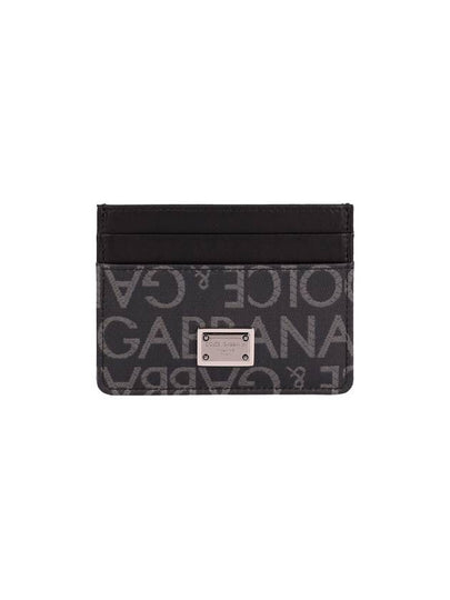 Logo Jacquard Leather Card Wallet Black - DOLCE&GABBANA - BALAAN 2