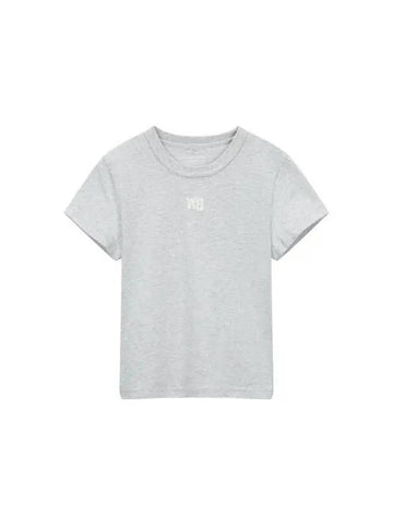 Embossed Logo Short Sleeve T Shirt Melange Gray - ALEXANDER WANG - BALAAN 1