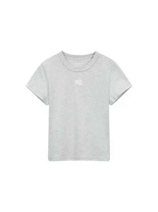 Embossed Logo Short Sleeve T Shirt Melange Gray - ALEXANDER WANG - BALAAN 1