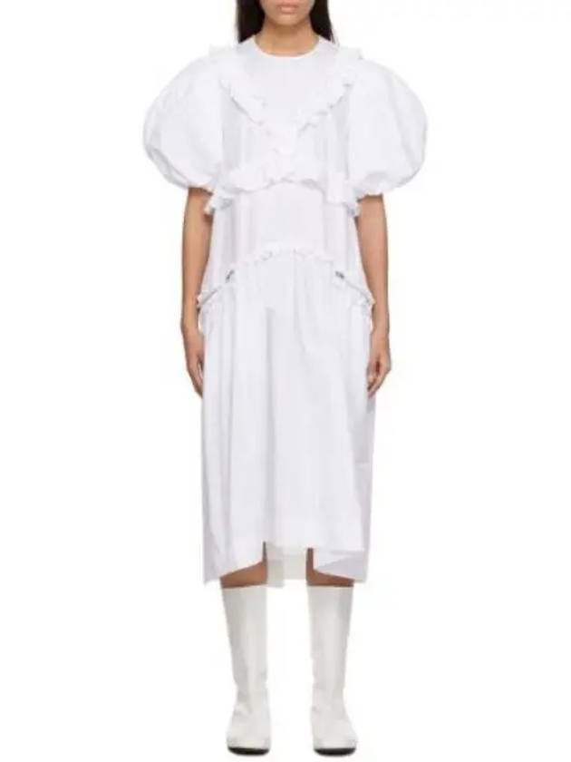 White ruffle balloon shoulder midi dress white 7190 0109 - SIMONE ROCHA - BALAAN 1