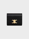 Triomphe Small Flap Half Wallet Black - CELINE - BALAAN 2