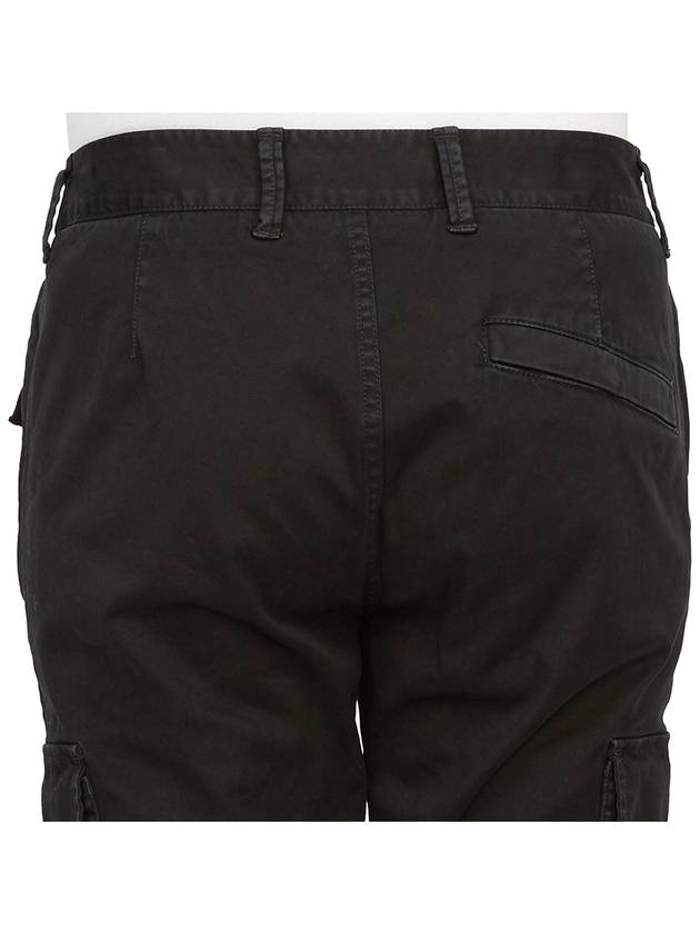 Garment Dyed Old Effect Stretch Broken Twill Cotton Cargo Pants Black - STONE ISLAND - BALAAN 8