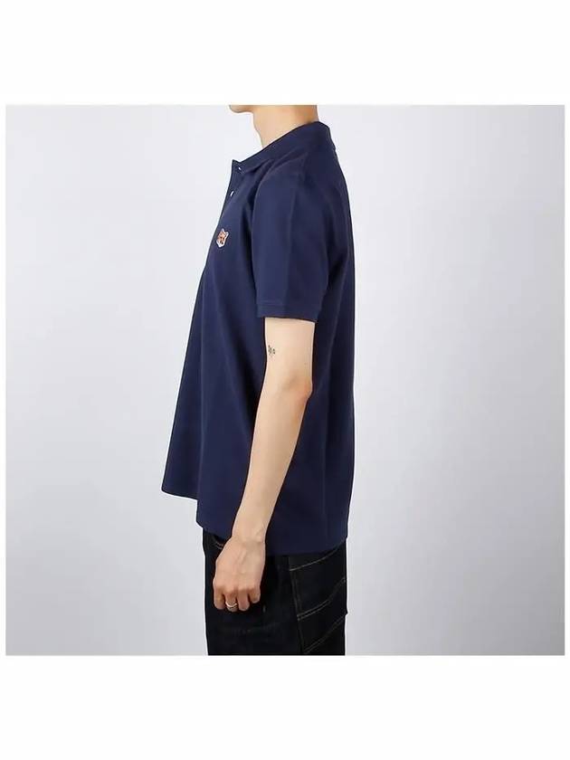 Fox Head Patch Cotton Polo Shirt Blue - MAISON KITSUNE - BALAAN 4