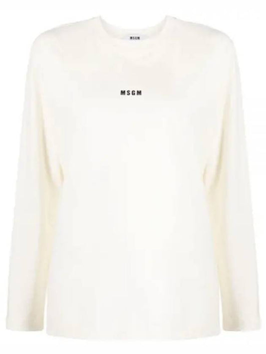 Micro Logo Print Long Sleeve T-Shirt Ivory - MSGM - BALAAN 2