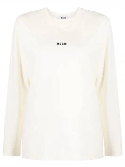 Micro Logo Print Long Sleeve T-Shirt Ivory - MSGM - BALAAN 2