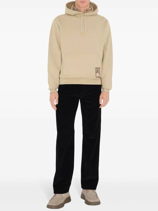 Check Label Cotton Hoodie Nutmeg - BURBERRY - BALAAN 3