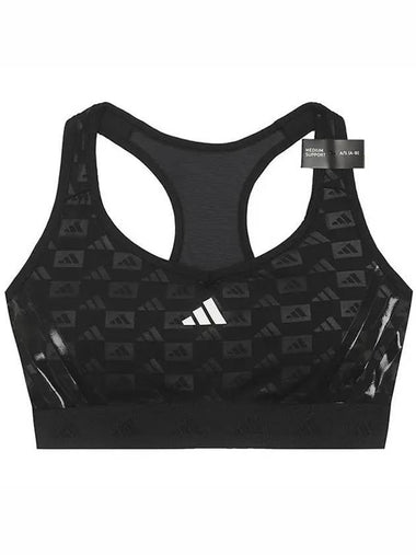 Powerreact Training Medium Support Hyperglam Embossed Bra Black - ADIDAS - BALAAN 1