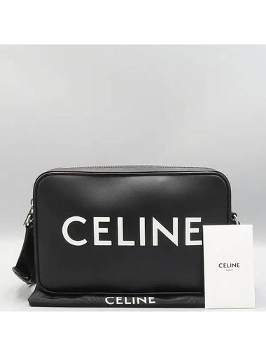 194503DOT Black Leather Logo Print Horizontal Messenger Medium Cross Bag - CELINE - BALAAN 1