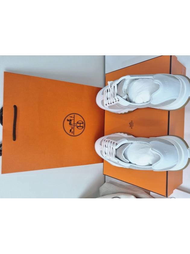 Blended Fabrics Bi-Color Plain Leather Logo Low Top Sneakers - HERMES - BALAAN 8