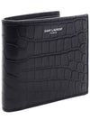 Crocodile Pattern Half Wallet Black - SAINT LAURENT - BALAAN 4