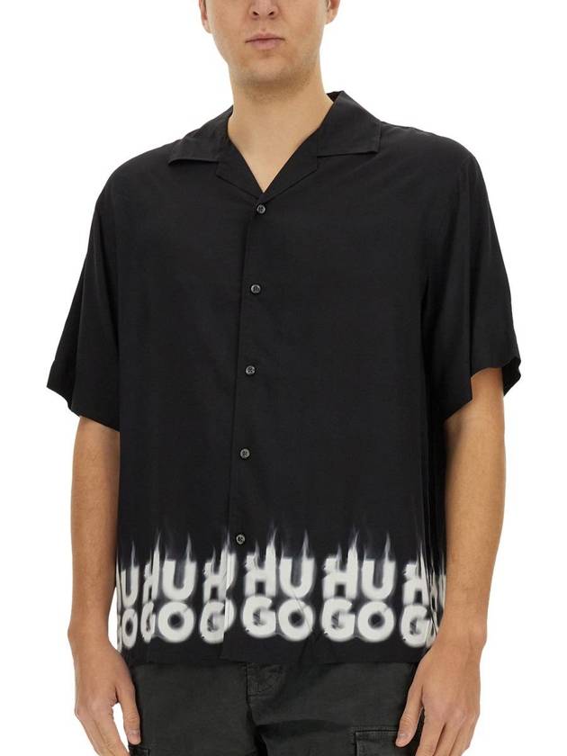 Hugo Boss Oversized Shirt With Smoked Printed Logo - HUGO BOSS - BALAAN 4