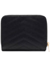 Monogram Zipper Grained Leather Half Wallet Black - SAINT LAURENT - BALAAN 5